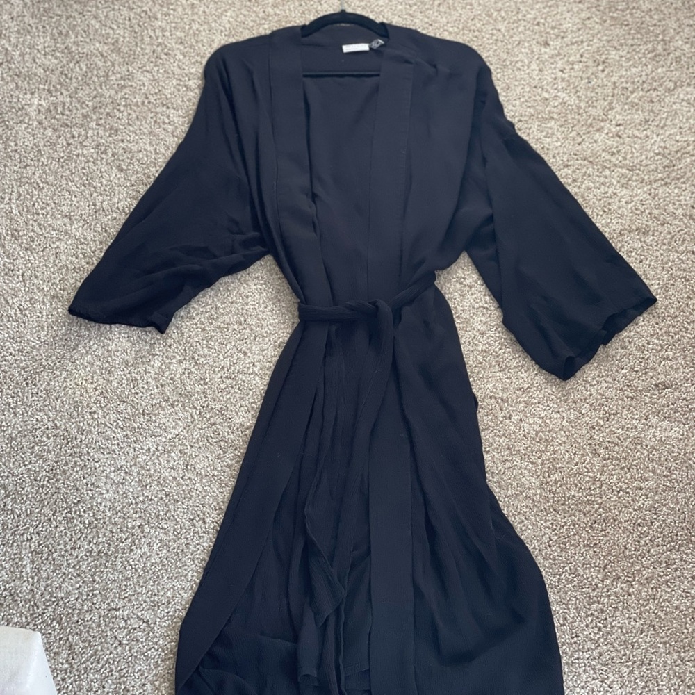 Black Beach Cover Up Kimono Wrap. US 4.